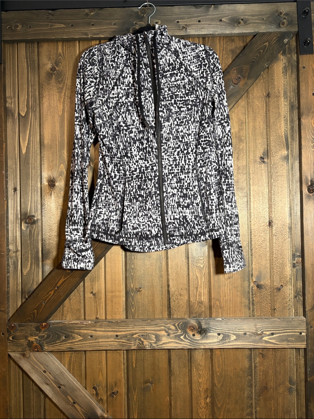 lululemon athletica Black and White Patterned Zip-Up Hoodie